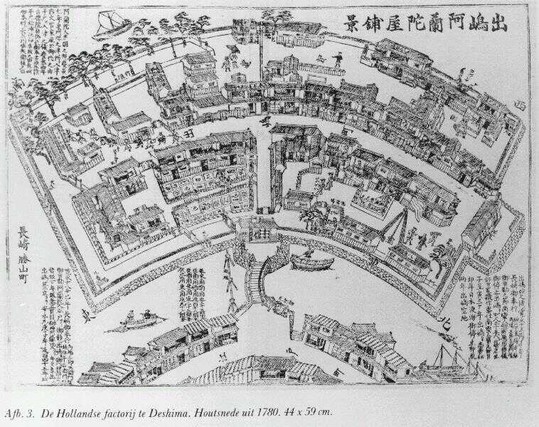 Bird's eye view map of Deshima | Atlas of mutual heritage